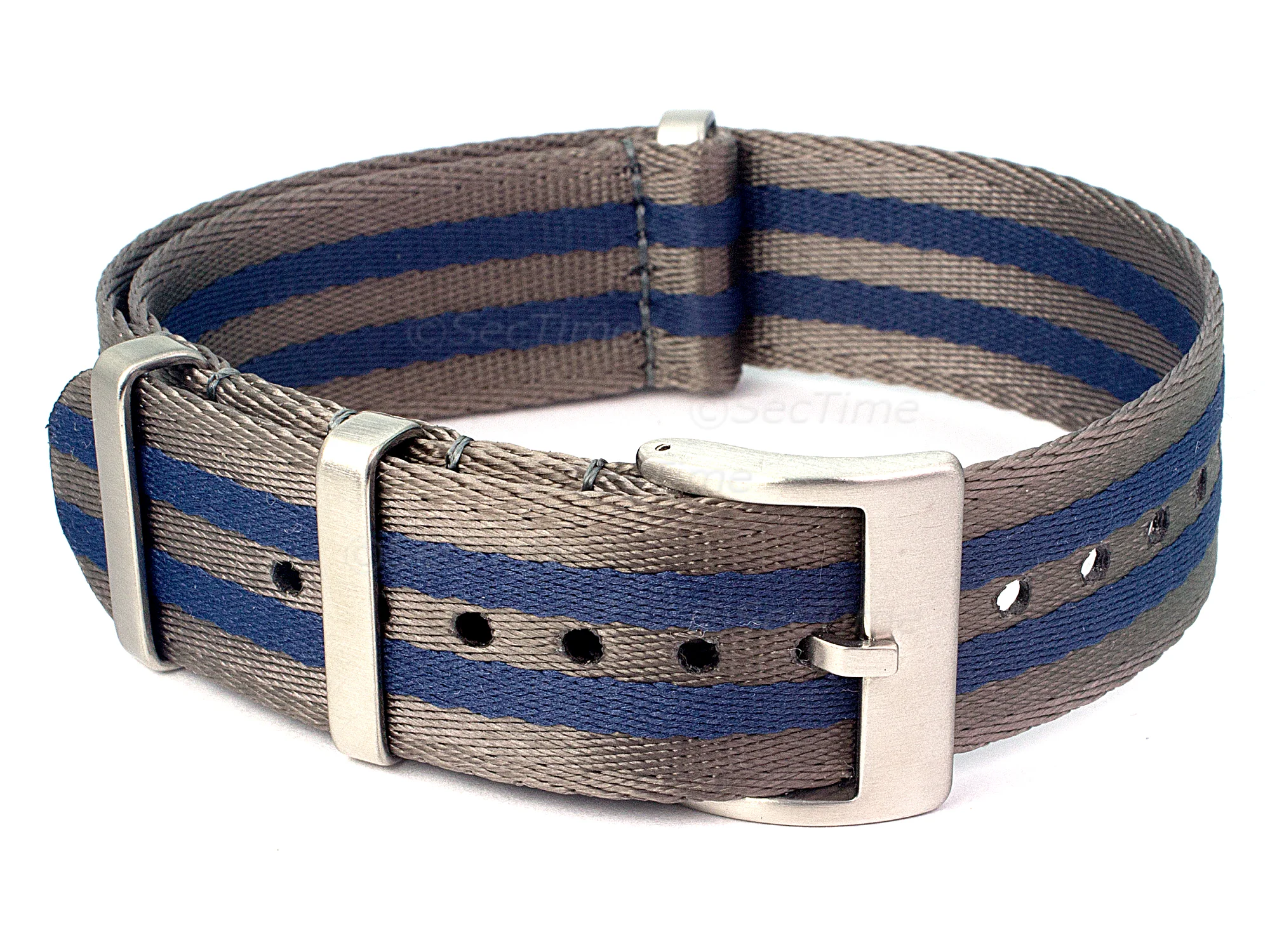 (image for) 18mm Grey/Blue Seatbelt Nato Watch Strap Military Divers (1)