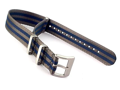 (image for) 18mm Grey/Blue Seatbelt Nato Watch Strap Military Divers