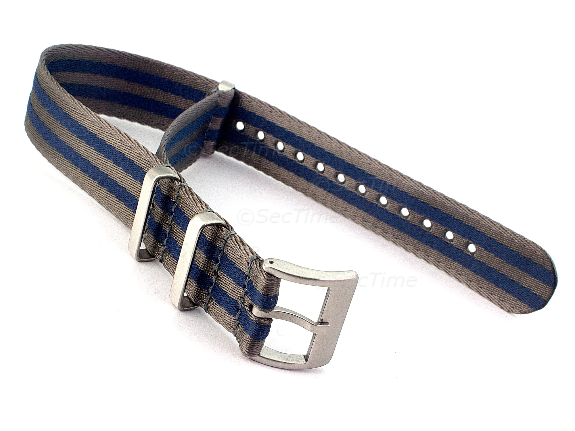 (image for) 18mm Grey/Blue Seatbelt Nato Watch Strap Military Divers
