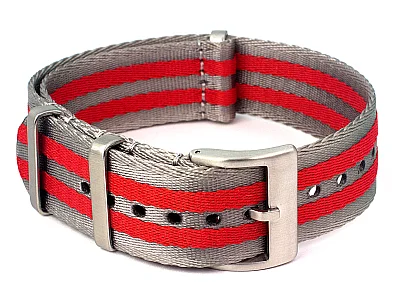 (image for) 22mm Grey/Red Seatbelt Nato Watch Strap Military Divers (1)