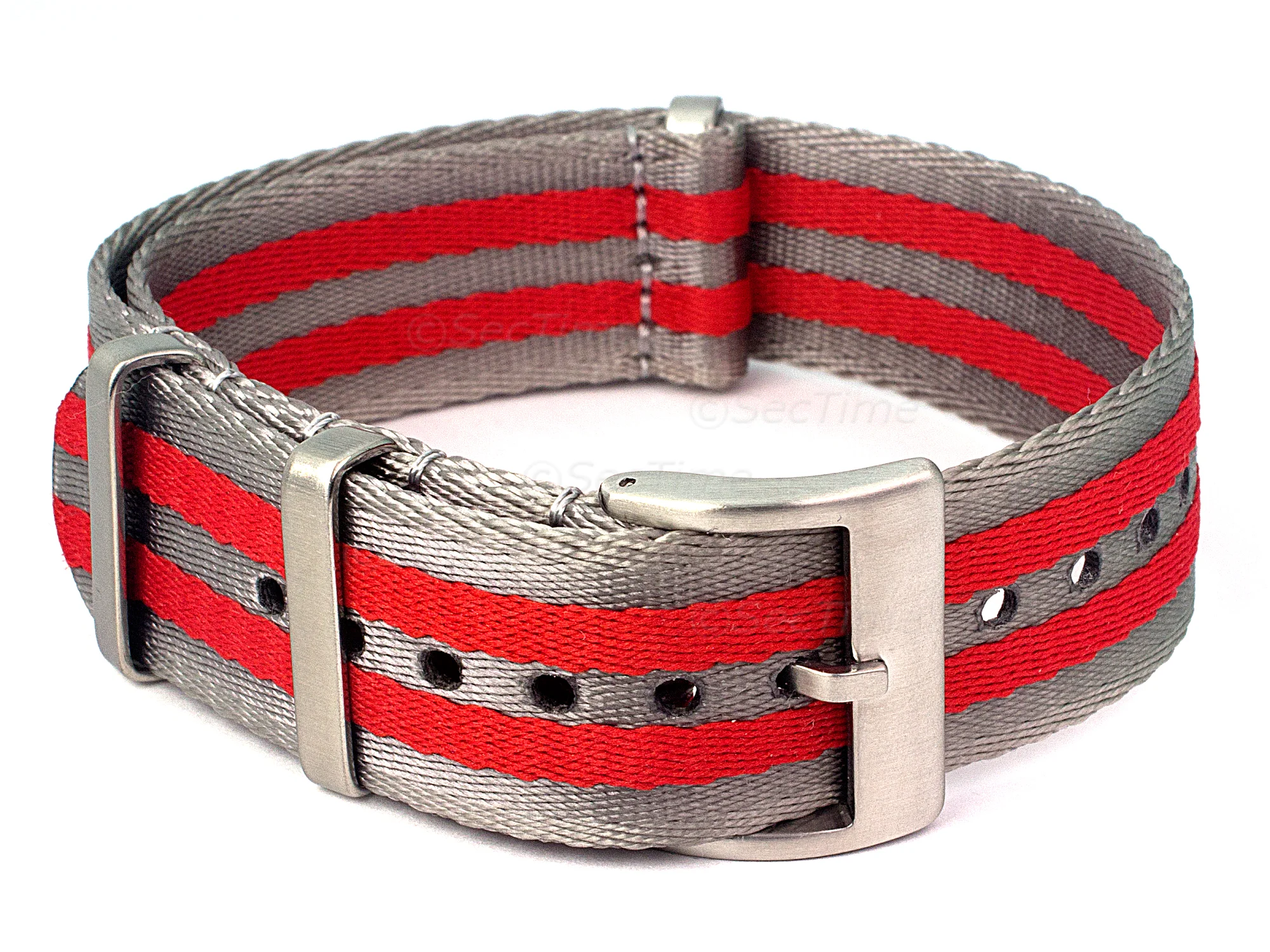 (image for) 22mm Grey/Red Seatbelt Nato Watch Strap Military Divers (1)