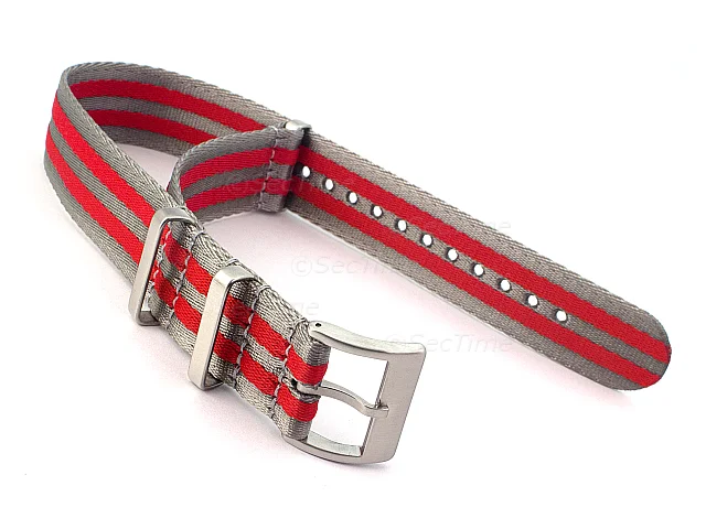 (image for) 22mm Grey/Red Seatbelt Nato Watch Strap Military Divers