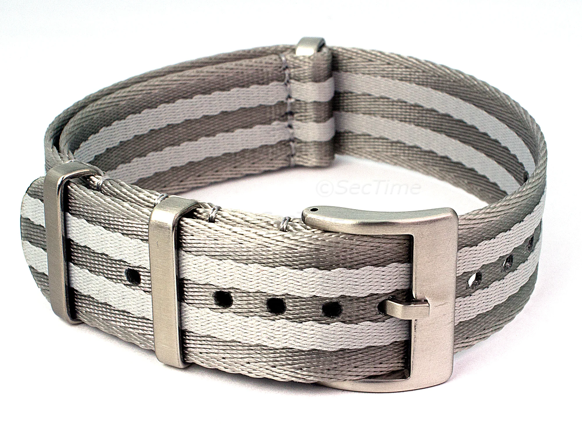(image for) 18mm Grey/L. Grey Seatbelt Nato Watch Strap Military Divers (1)