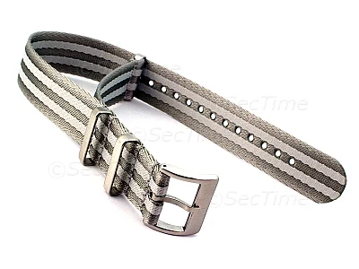 (image for) 20mm Grey/L. Grey Seatbelt Nato Watch Strap Military Divers