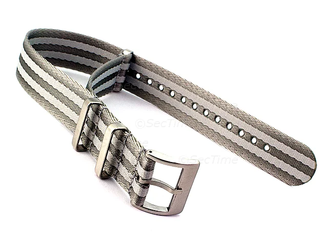 (image for) 18mm Grey/L. Grey Seatbelt Nato Watch Strap Military Divers