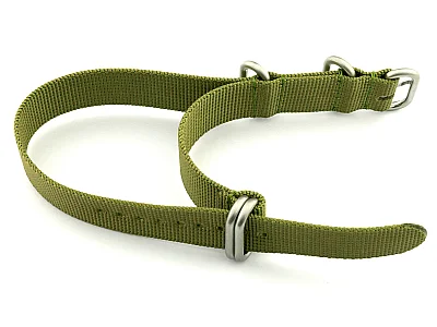 (image for) NATO Nylon Watch Strap Strong Heavy Duty (4/5 rings) Military Olive Green 18mm (1)