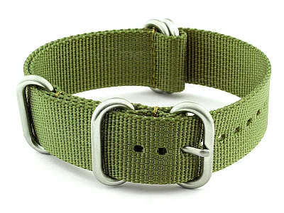 (image for) NATO Nylon Watch Strap Strong Heavy Duty (4/5 rings) Military Olive Green 20mm