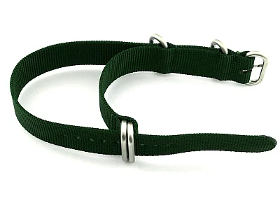 (image for) NATO Nylon Watch Strap Strong Heavy Duty (4/5 rings) Military Green 22mm (1)