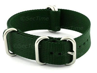 (image for) NATO Nylon Watch Strap Strong Heavy Duty (4/5 rings) Military Green 24mm