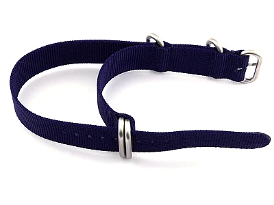 (image for) NATO Nylon Watch Strap Strong Heavy Duty (4/5 rings) Military Navy Blue 22mm (1)