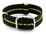 (image for) NATO Nylon Watch Strap Strong Heavy Duty 4/5 rings Military Black/Yellow 18mm