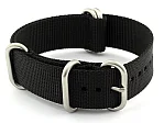 (image for) 20mm Black - Nylon Watch Strap / Band Strong Heavy Duty (4/5 rings) Military