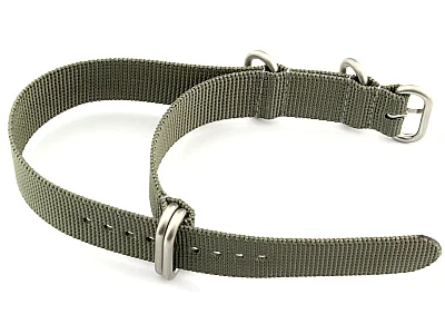 (image for) 26mm Grey - Nylon Watch Strap / Band Strong Heavy Duty (4/5 rings) Military (1)