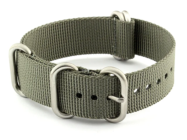 (image for) 20mm Grey - Nylon Watch Strap / Band Strong Heavy Duty (4/5 rings) Military