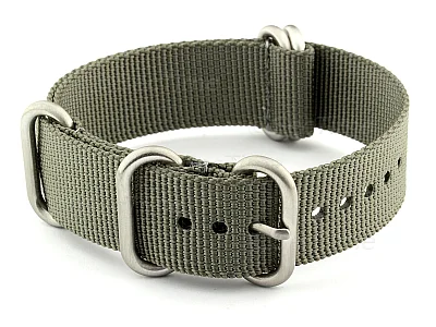 (image for) 18mm Grey - Nylon Watch Strap / Band Strong Heavy Duty (4/5 rings) Military