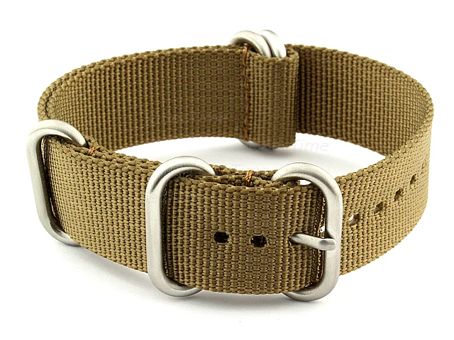 (image for) 18mm Desert Tan - Nylon Watch Strap/Band Strong Heavy Duty (4/5 rings) Military