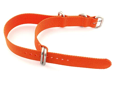 (image for) 20mm Orange - Nylon Watch Strap / Band Strong Heavy Duty (4/5 rings) Military (1)
