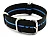 (image for) 18mm Black/Blue - Nylon Watch Strap/Band Strong Heavy Duty (4/5 rings) Military