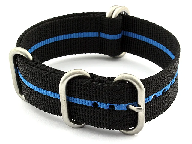 18mm Black/Blue - Nylon Watch Strap/Band Strong Heavy Duty (4/5 rings) Military (image for) 18mm Black/Blue - Nylon Watch Strap/Band Strong Heavy Duty (4/5 rings) Military