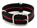(image for) 22mm Black/Red - Nylon Watch Strap / Band Strong Heavy Duty (4/5 rings) Military