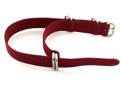 (image for) 22mm Maroon - Nylon Watch Strap / Band Strong Heavy Duty (4/5 rings) Military (1)