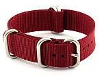 (image for) 18mm Maroon - Nylon Watch Strap / Band Strong Heavy Duty (4/5 rings) Military