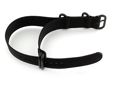 (image for) 18mm Black - Nato Nylon Watch Strap Strong Heavy Duty (4/5 rings) PVD (1)