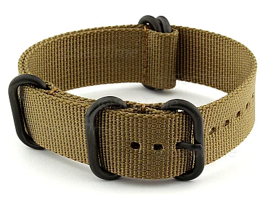 (image for) 26mm Desert Tan - Nato Nylon Watch Strap Strong Heavy Duty (4/5 rings) PVD