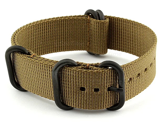 (image for) 18mm Desert Tan - Nato Nylon Watch Strap Strong Heavy Duty (4/5 rings) PVD