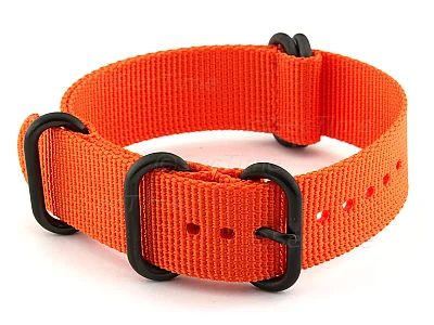 (image for) 20mm Orange - Nato Nylon Watch Strap / Band Strong Heavy Duty (4/5 rings) PVD