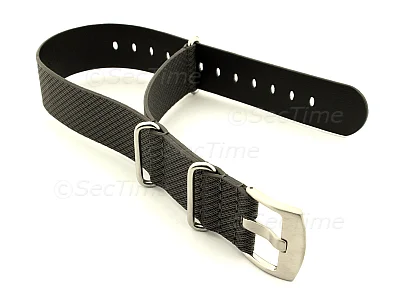 (image for) Synthetic Waterproof Nato Watch Strap Hydrophobized Leather Lining Black 18mm