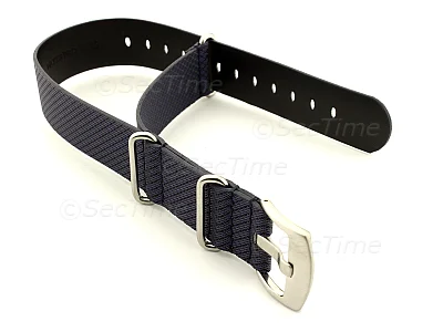 (image for) Synthetic Waterproof Nato Watch Strap Hydrophobized Leather Lining Blue 18mm