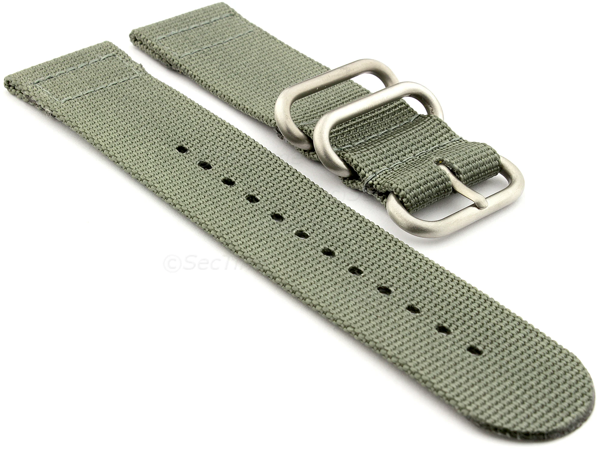 (image for) TWO-PIECE NATO Strong Nylon Watch Strap Divers Brushed Rings Grey 24mm