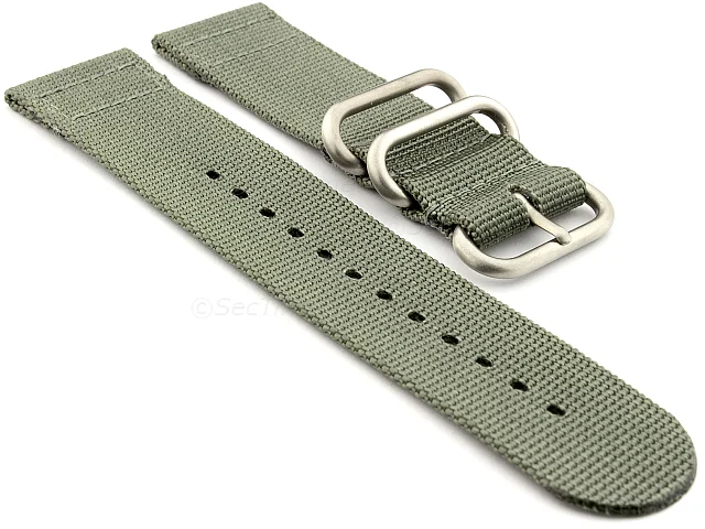 (image for) TWO-PIECE NATO Strong Nylon Watch Strap Divers Brushed Rings Grey 24mm