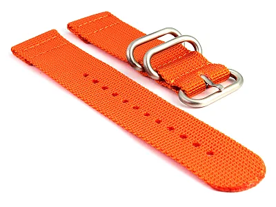 (image for) TWO-PIECE NATO Nylon Watch Strap Bond-Style Brushed Rings Orange 18mm