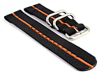 (image for) TWO-PIECE NATO Nylon Watch Strap Bond-Style Brushed Rings Black/Orange 18mm