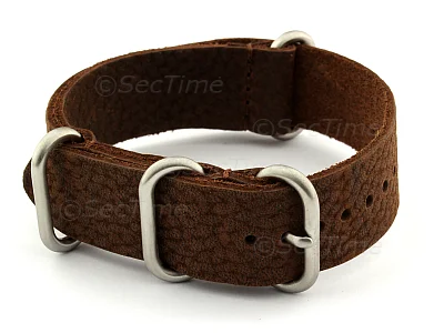 (image for) 20mm Dark Brown - Genuine Leather Watch Strap / Band NATO VINTAGE, Military