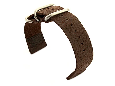 (image for) Leather Two-piece Nato Vintage Watch Strap Dark Brown 24mm (1)