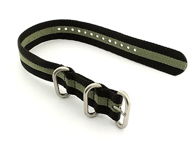 (image for) One-Piece Nato Watch Strap Military G10 Nylon Waterproof Black/Grey 18mm (1)