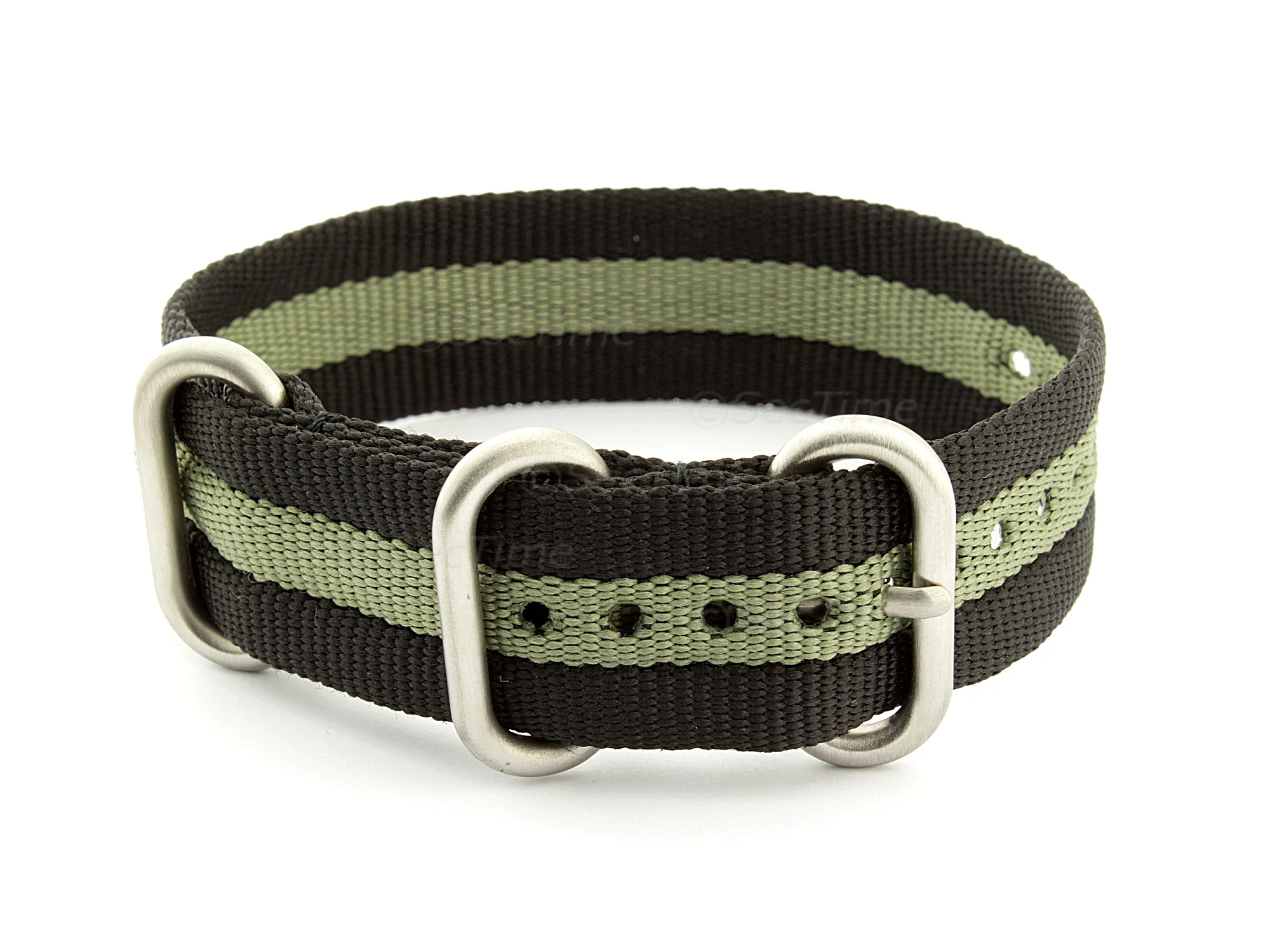 (image for) One-Piece Nato Watch Strap Military G10 Nylon Waterproof Black/Grey 18mm