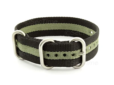 (image for) One-Piece Nato Watch Strap Military G10 Nylon Waterproof Black/Grey 18mm
