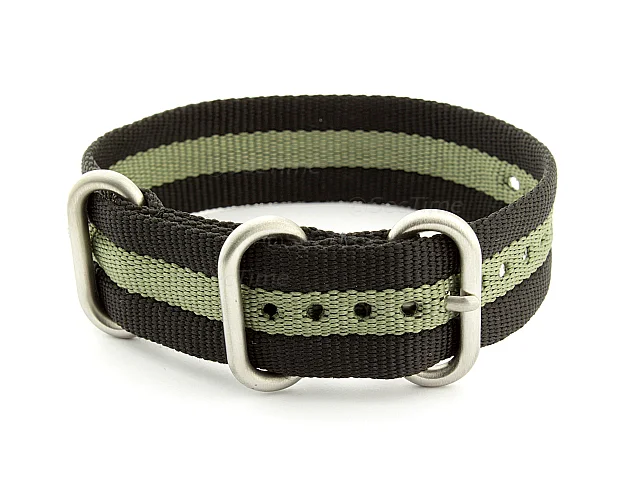 (image for) One-Piece Nato Watch Strap Military G10 Nylon Waterproof Black/Grey 18mm