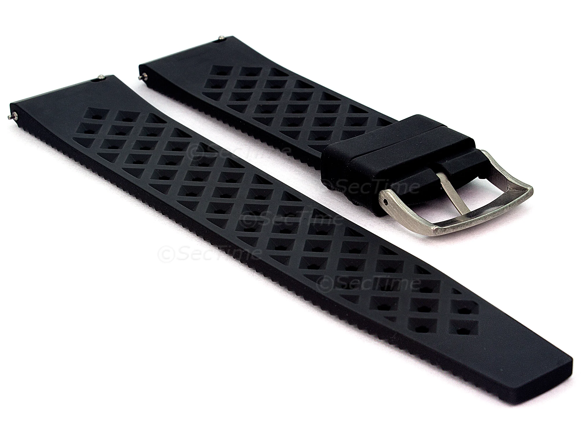 (image for) FKM Rubber Quick Release Watch Strap Band Waterproof Orbit Black 20mm (1)