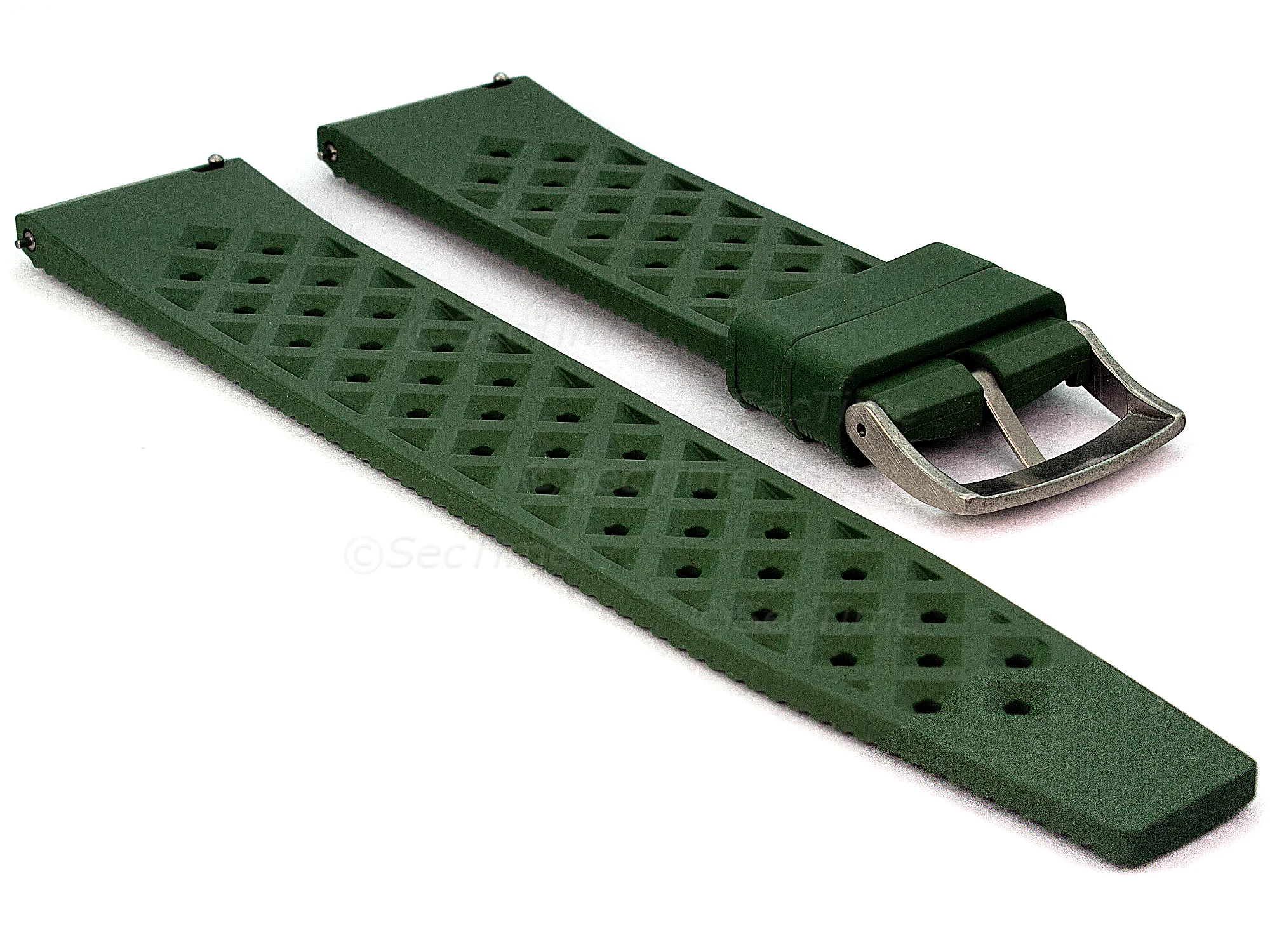 (image for) FKM Rubber Quick Release Watch Strap Band Waterproof Orbit Green 20mm (1)