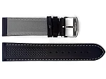 (image for) Laser Perforated Leather Watch Strap Oscar Black/Grey 22mm