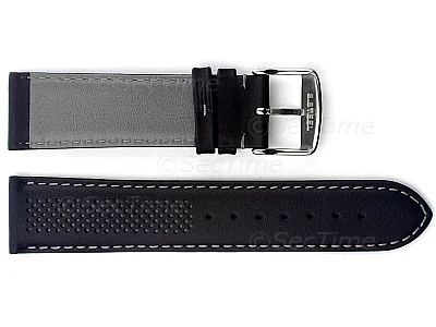(image for) Laser Perforated Leather Watch Strap Oscar Black/Grey 18mm