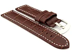 (image for) Genuine Leather Watch Strap CROCO PAN Dark Brown/White 24mm