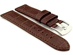 (image for) Genuine Leather Watch Strap CROCO PAN Dark Brown/Brown 24mm
