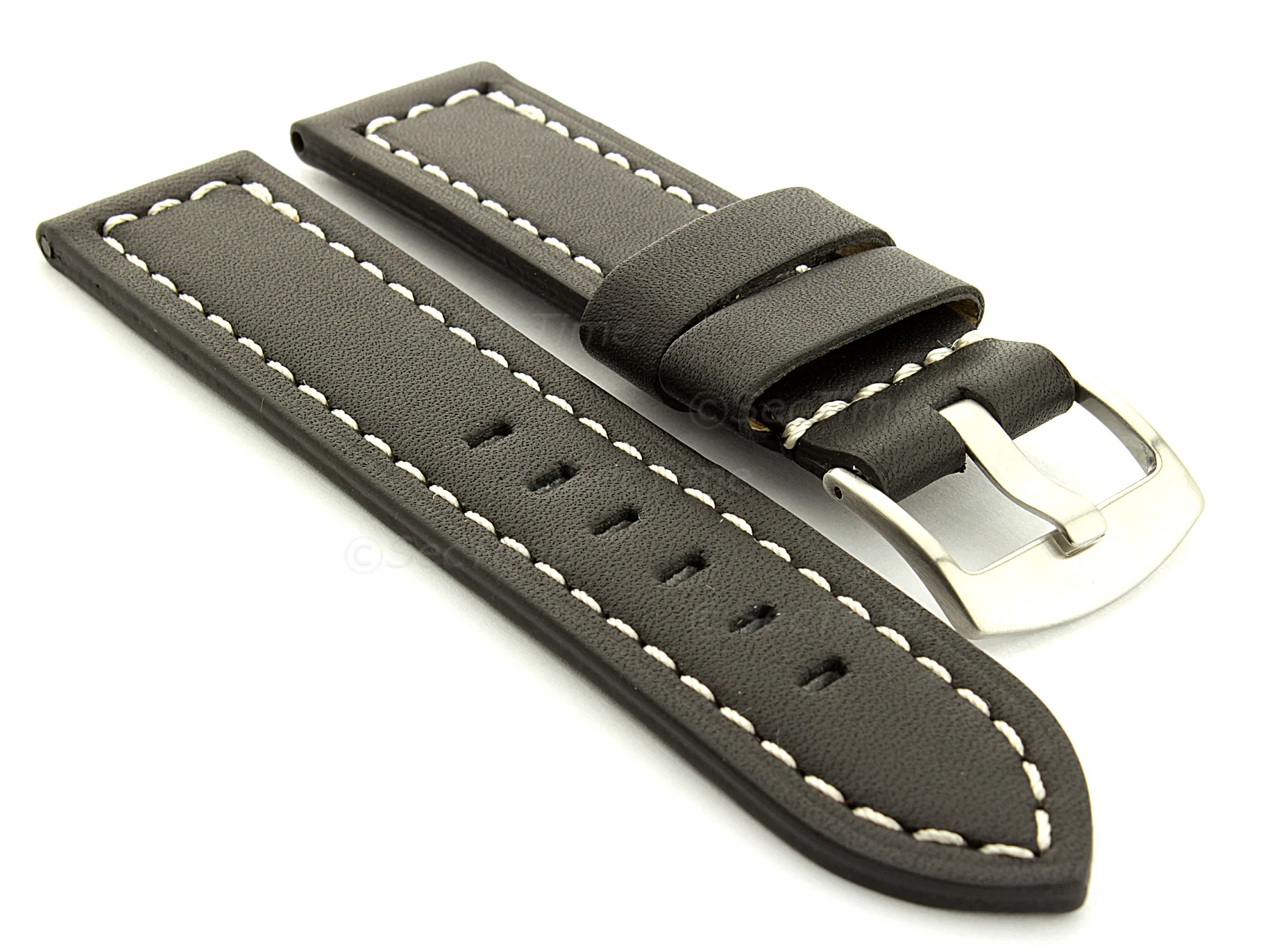 (image for) Leather Watch Band Panor Black 22mm (1)