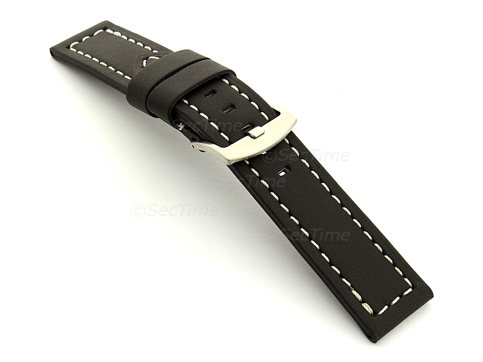(image for) Leather Watch Band Panor Black 22mm